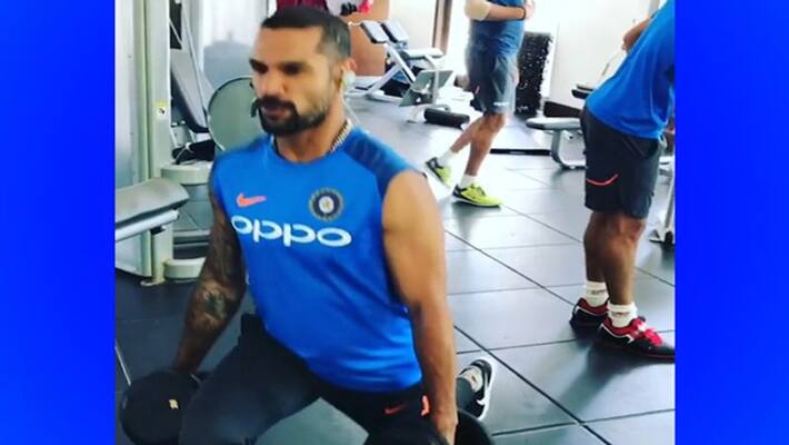world cup 2019: Injured opener Shikhar Dhawan goes to gym world cup 2019: Injured opener Shikhar Dhawan goes to gym