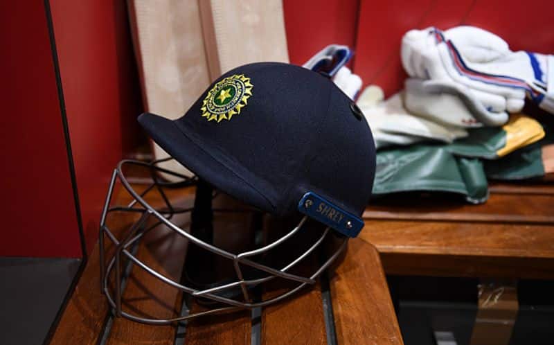 MS Dhoni's helmet is seen in the dressing room