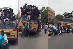 Viral video Chennai students fall off moving bus while celebrating Bus Day