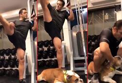 While Salman Khan shows off his super-toned legs, his dog steals the show