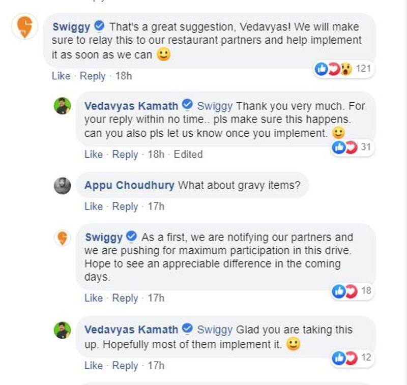 Swiggy To Drop Plastic Containers After Mangalore South MLA Vedavyas Kamath Appeal