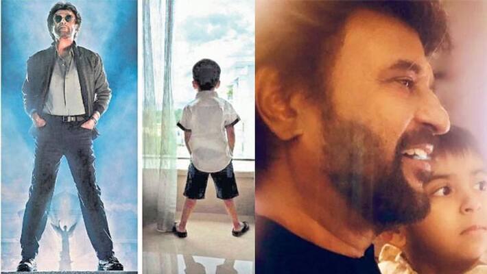 Soundarya's son Ved recreates Rajinikanth's pose Soundarya's son Ved recreates Rajinikanth's pose