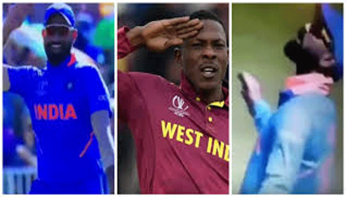 Mohammed Shami Mimics Sheldon Cottrell's Salute Celebration In World Cup Match Against West Indies Mohammed Shami Mimics Sheldon Cottrell's Salute Celebration In World Cup Match Against West Indies