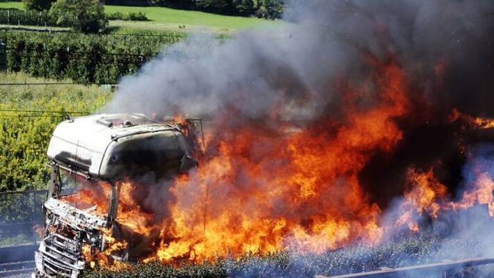 truck loaded with chemicals burns in u.p truck loaded with chemicals burns in u.p