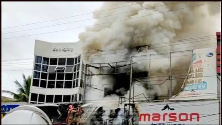 fire at footwear shop in kochi fire at footwear shop in kochi