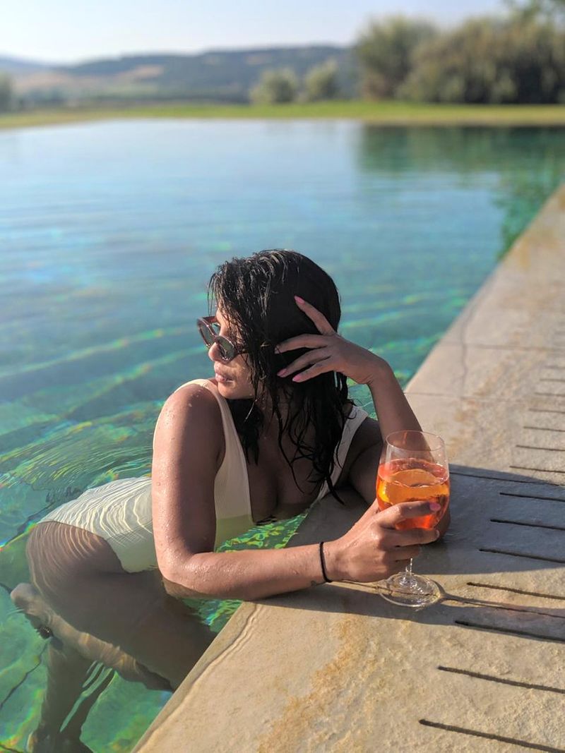 Photos of Priyanka Chopra posing in a glamorous swimming pool