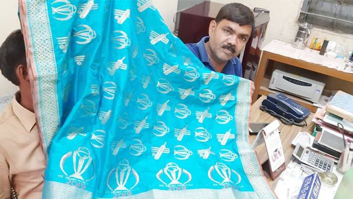 Kashi's businessman prepared Team India special saree with 235 World Cup logo design Kashi's businessman prepared Team India special saree with 235 World Cup logo design