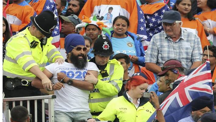 world cup semifinal 2019: Khalistan Sikh protestors evicted from cricket World Cup match in manchester world cup semifinal 2019: Khalistan Sikh protestors evicted from cricket World Cup match in manchester