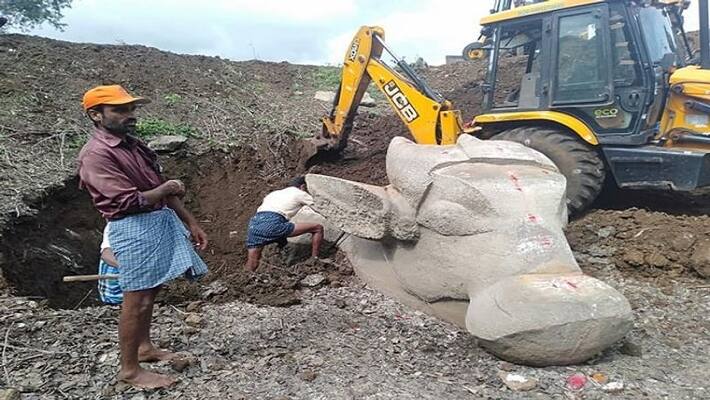 150 Years old Historical Nandi sculpture found in Mysuru 150 Years old Historical Nandi sculpture found in Mysuru