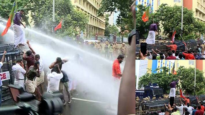 abvp march to university college tension police use water gun abvp march to university college tension police use water gun