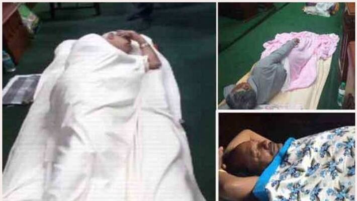 Yeddyurappa sleeps at Vidhana Soudha in Bengaluru Yeddyurappa sleeps at Vidhana Soudha in Bengaluru