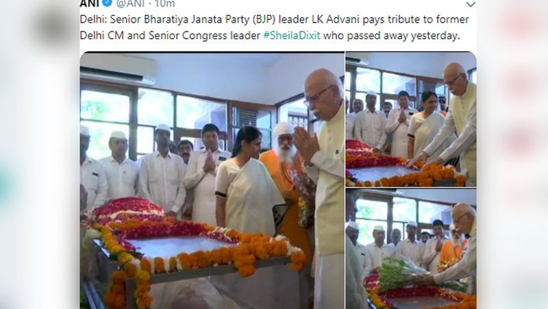 श्रद्धांजलि देने पहुंचे बीजेपी के वरिष्ठ नेता लालकृष्ण आडवाणी।