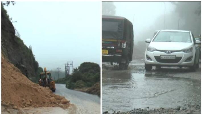 monsoon landslide occurred along the national highway in munnar