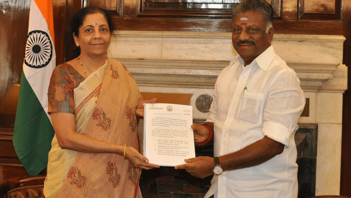 panneerselvam meet finance minister nirmala sitharaman panneerselvam meet finance minister nirmala sitharaman