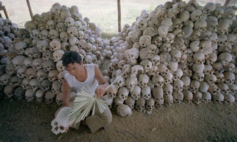 Khmer Rouge regime in Cambodia and buried photos