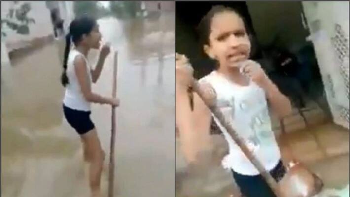 Haryana school girl reports on waterlogged streets in viral video Amazing says Internet Haryana school girl reports on waterlogged streets in viral video Amazing says Internet
