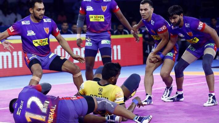 Pro kabaddi 2019 Dabang Delhi K C Beat Telugu Titans in thrilling match at Hyderabad Pro kabaddi 2019 Dabang Delhi K C Beat Telugu Titans in thrilling match at Hyderabad