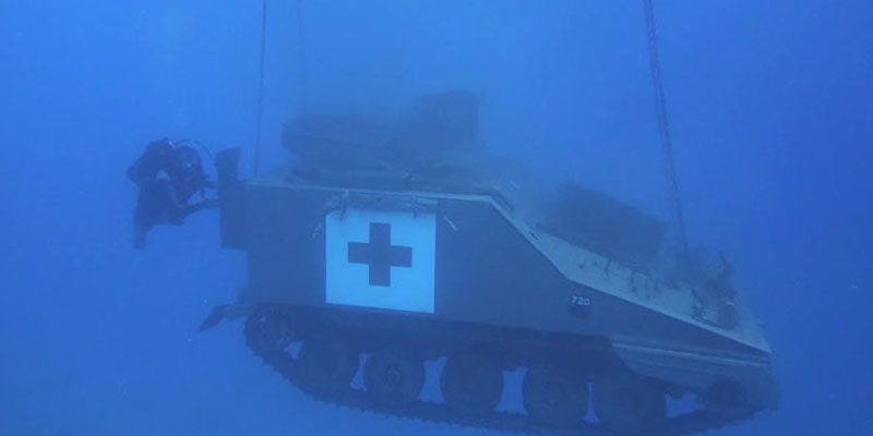 You can now swim among tanks at Jordan's underwater military museum