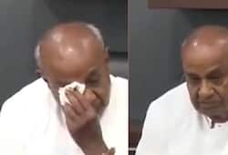 Former prime minister HD Deve Gowda weeps confesses mistake of not honouring party loyalists