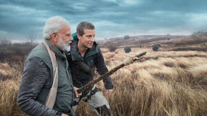Modi goes on a wild adventure for Man vs Wild Modi goes on a wild adventure for Man vs Wild