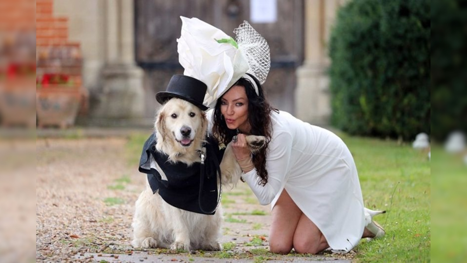 British woman ties knot with her golden retriever, yes a dog!