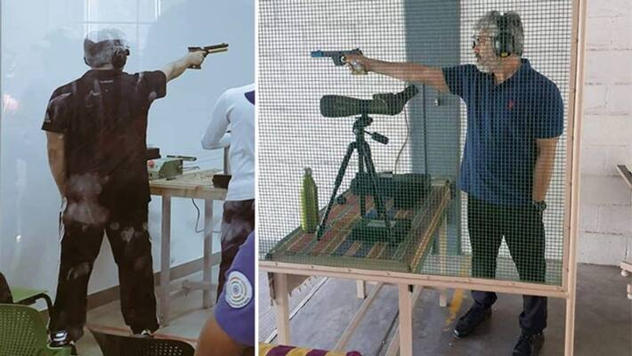 actor ajith got rifle shooting game certificate viral photo actor ajith got rifle shooting game certificate viral photo