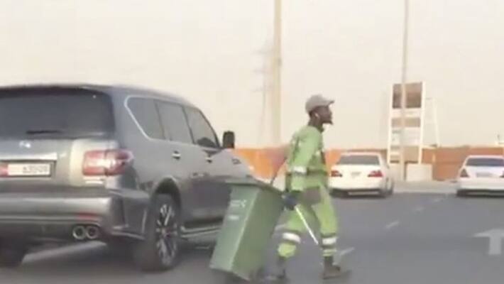 uae Cleaner dancing video in heat wave goes viral uae Cleaner dancing video in heat wave goes viral