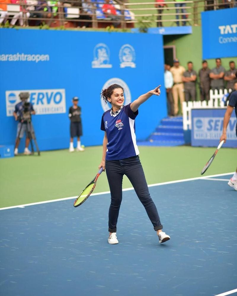 Tapsee picks a tennis racket at Maharashtra Open tournament: “Today when I finally picked a tennis racket it was in an ATP @maharashtraopen tournament along with some legendary players. This will be memorable and that’s not just coz I looked like the biggest fool on court,” Tapsee wrote on her Instagram account.