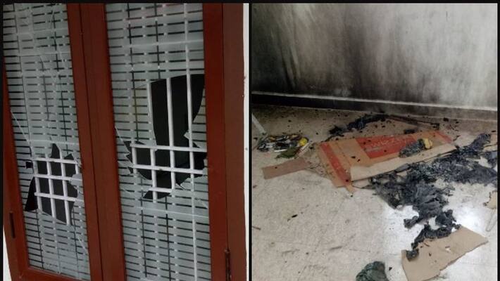 attack against congress office at kozhikode attack against congress office at kozhikode