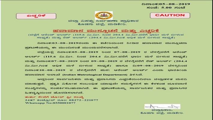 meteorological department heavy rain forecast In Kodagu red and orange alert issued meteorological department heavy rain forecast In Kodagu red and orange alert issued