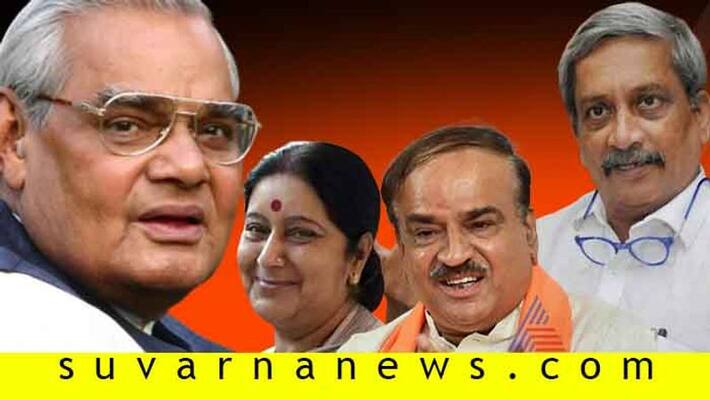The BJP foursome Atal Ananth Manohar Sushma garland of tributes The BJP foursome Atal Ananth Manohar Sushma garland of tributes