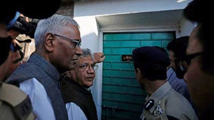 Sitaram Yechury, D Raja detained at Srinagar airport..sent back to Delhi
