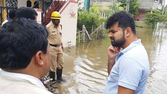 MP Prajwal Revanna visits flooded areas in Hassan MP Prajwal Revanna visits flooded areas in Hassan