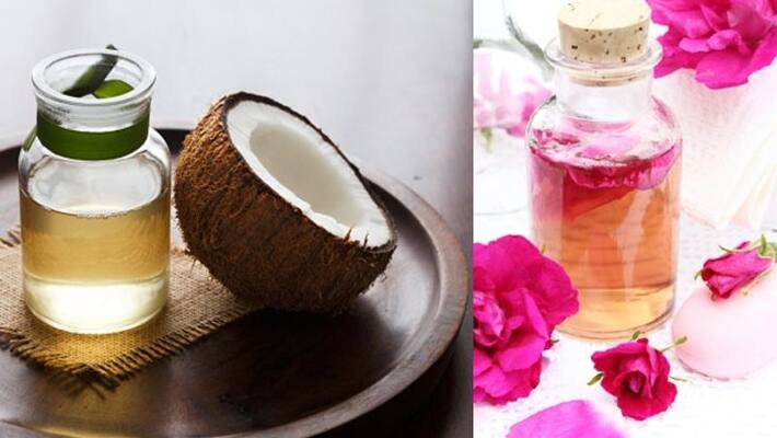 Use Coconut oil and rose water to get healthy hair Use Coconut oil and rose water to get healthy hair