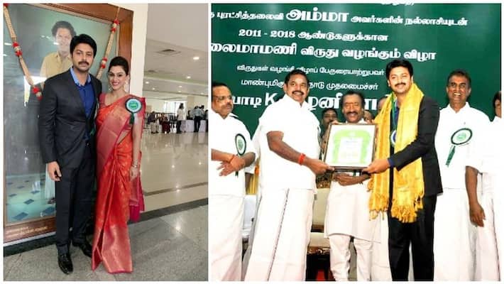 Chief Minister Edappadi K. Palaniswami presented the Kalaimamani awards to artist srikanth including prabu deva ,karthik and other artist Chief Minister Edappadi K. Palaniswami presented the Kalaimamani awards to artist srikanth including prabu deva ,karthik and other artist