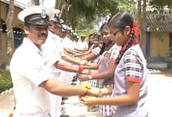 Teary-eyed Indian Navy officials celebrate Raksha Bandhan in Tamil Nadu