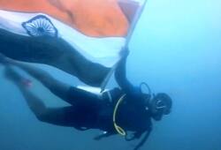 Independence Day Underwater flag hoisting in Puducherry