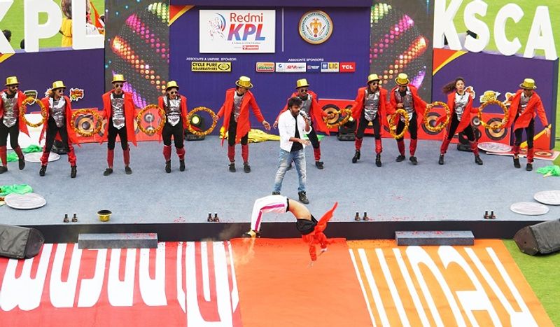 Kannada star Chandan Shetty ragini performs at the KPL opening ceremony
