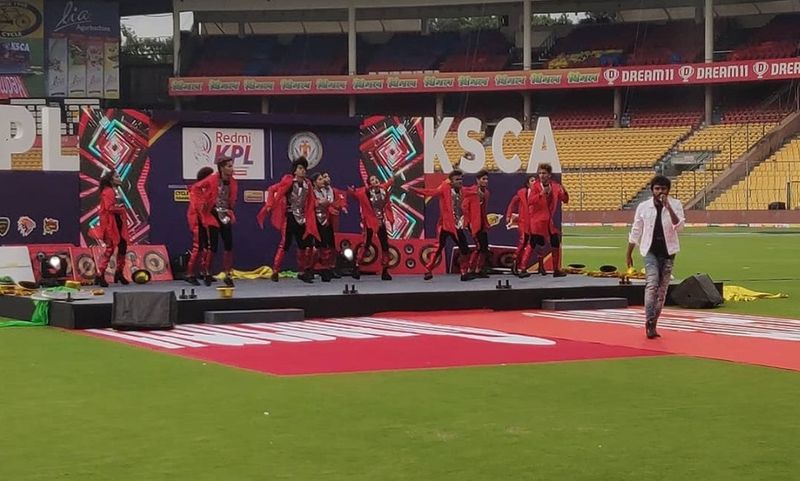 Kannada star Chandan Shetty ragini performs at the KPL opening ceremony