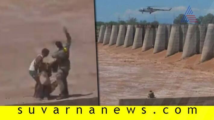 In daring operation IAF chopper successfully rescues 2 persons stuck in flooded Jammu river In daring operation IAF chopper successfully rescues 2 persons stuck in flooded Jammu river