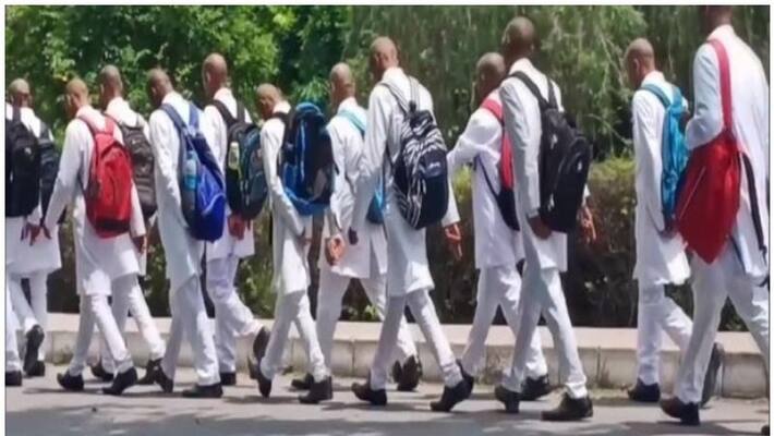 150 medical students head shaved and forced to walk on road 150 medical students head shaved and forced to walk on road