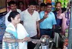Bengal CM Mamata Banerjee makes tea serves to locals at Digha stall