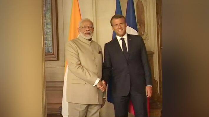 pm narendra modi meet france president emmanuel macron pm narendra modi meet france president emmanuel macron