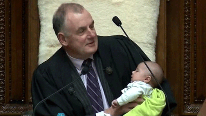 New Zealand Speaker Cradling and Feeding Baby...Parliament Session New Zealand Speaker Cradling and Feeding Baby...Parliament Session