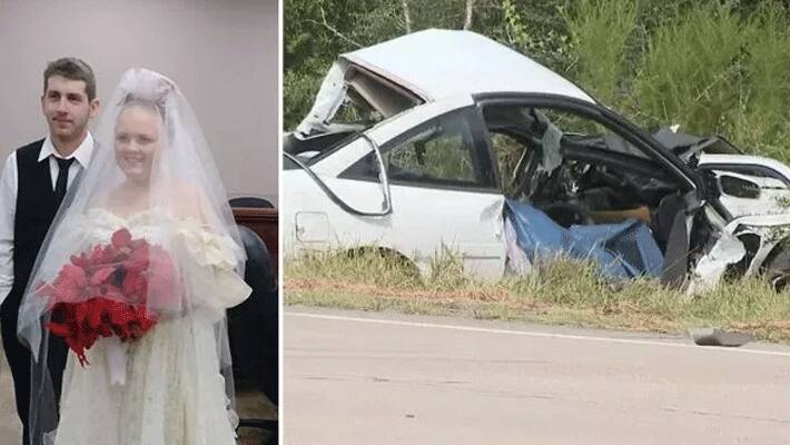 Married only minutes, US newlyweds killed