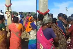 Unique protest in Tamil Nadu Ramanathapuram villagers perform electric poles last rites