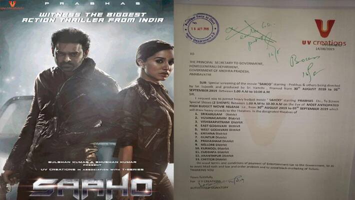 AP govt gives green signal to Saaho movie special screening AP govt gives green signal to Saaho movie special screening