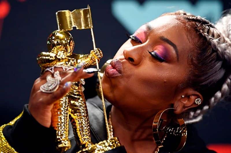 Missy Elliott poses in the press room with 'The Video Vanguard Award' during the 2019 MTV Video Music Awards at the Prudential Center in Newark, New Jersey on August 26, 2019.