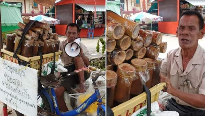 Old blind man working on streets to support sick wife Old blind man working on streets to support sick wife