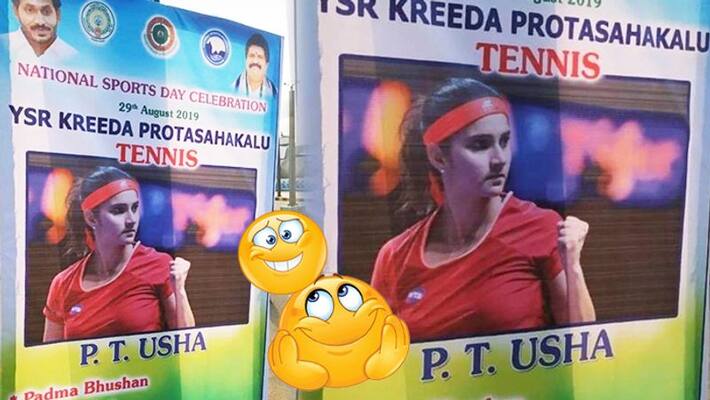 Sania Mirza Identified As PT Usha On Sports Day Poster In Andhra Pradesh Government Advertisement Sania Mirza Identified As PT Usha On Sports Day Poster In Andhra Pradesh Government Advertisement